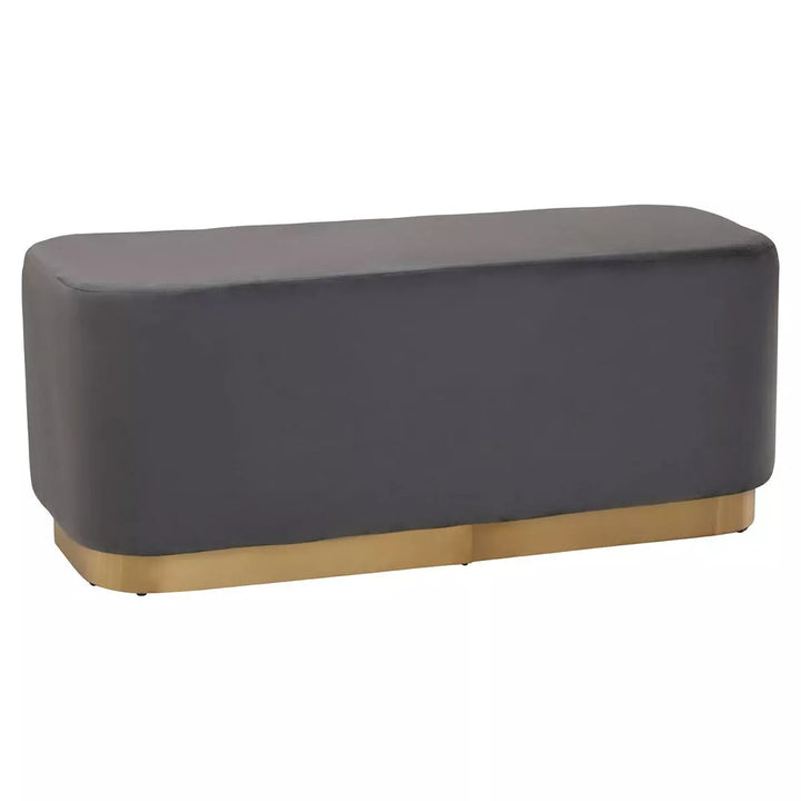 Hartford Velvet Matte Gold Base Bench - Grey