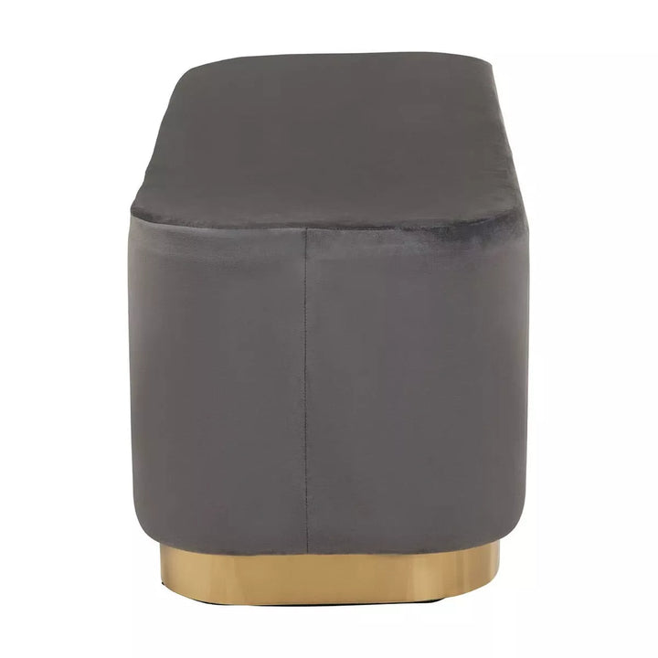 Hartford Velvet Matte Gold Base Bench - Grey