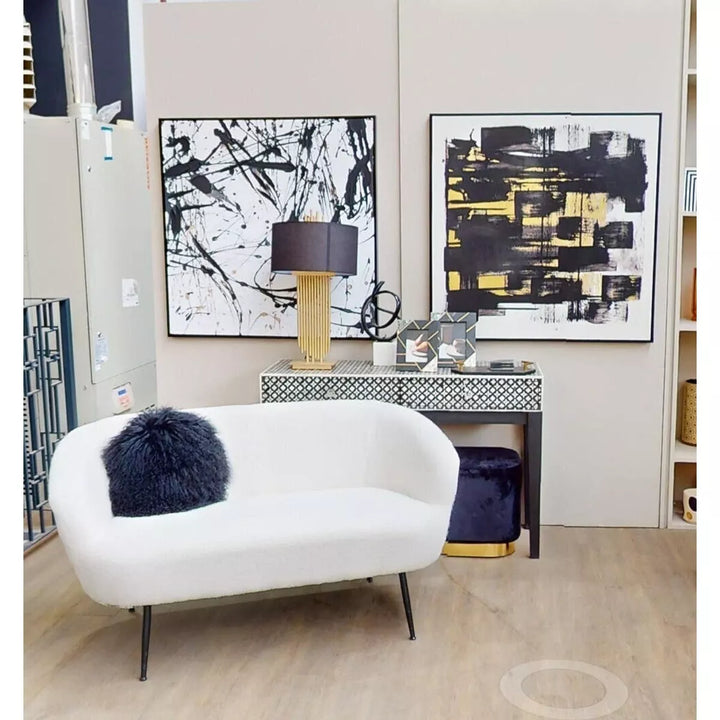 Hartford Velvet Matte Gold Base Bench - Black