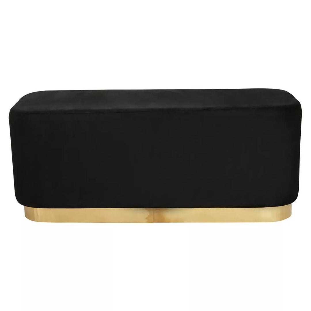 Hartford Velvet Matte Gold Base Bench - Black