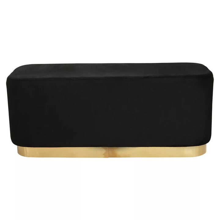 Hartford Velvet Matte Gold Base Bench - Black