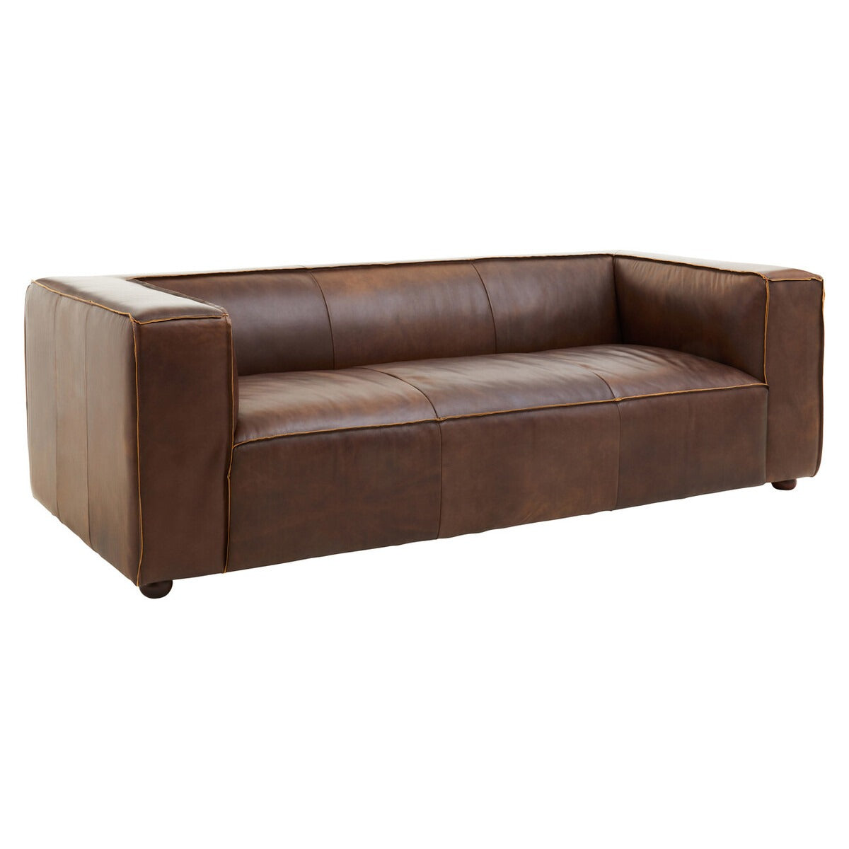 Olivia's King Three Seater Mexico Brown Leather Sofa