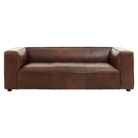 Olivia's King Three Seater Mexico Brown Leather Sofa