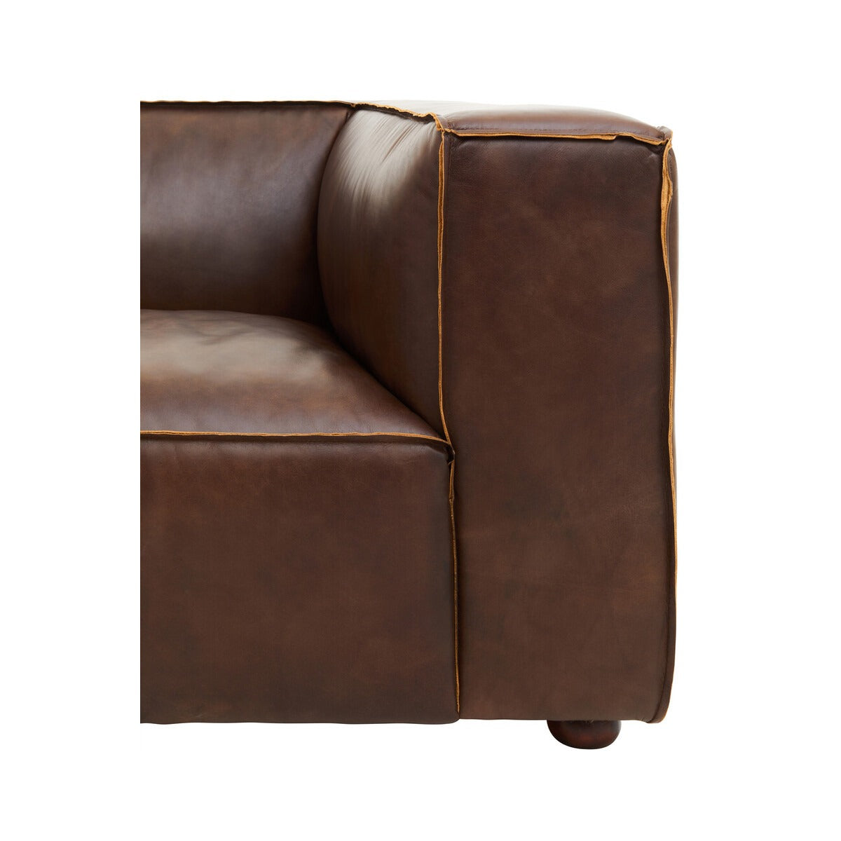 Olivia's King Three Seater Mexico Brown Leather Sofa