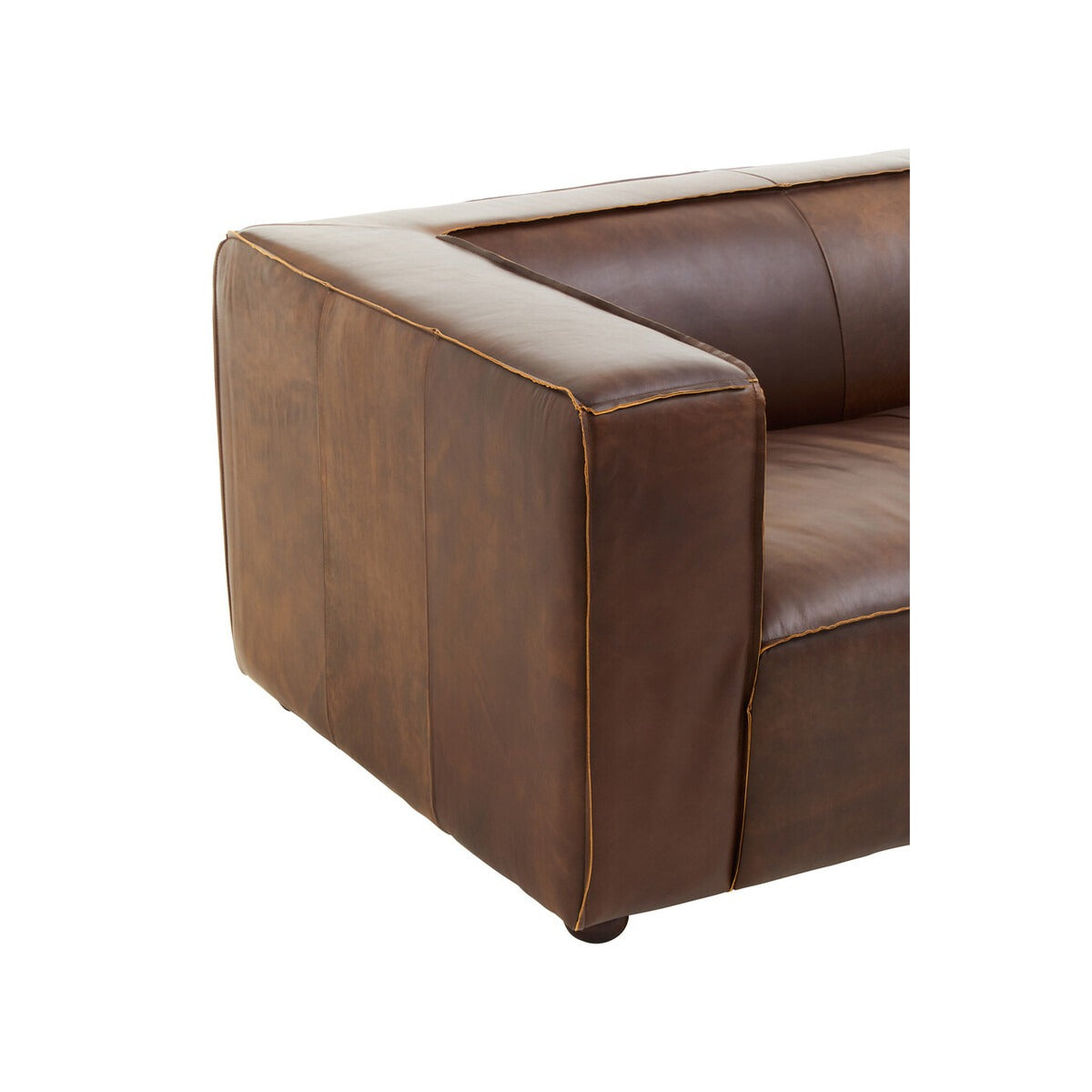 Olivia's King Three Seater Mexico Brown Leather Sofa