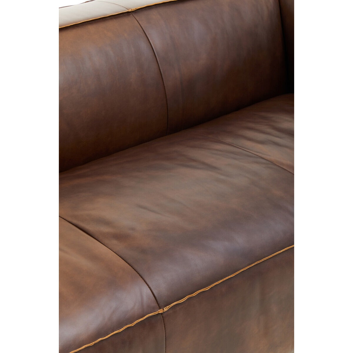 Olivia's King Three Seater Mexico Brown Leather Sofa