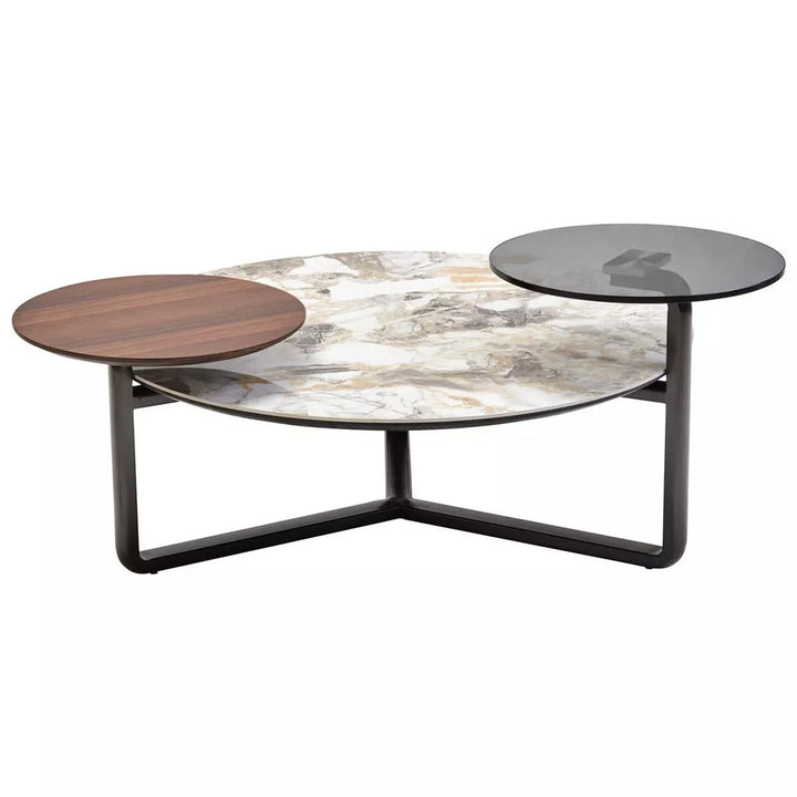 Imperia 3 Tier Round Ceramic Marble Effect Coffee Table