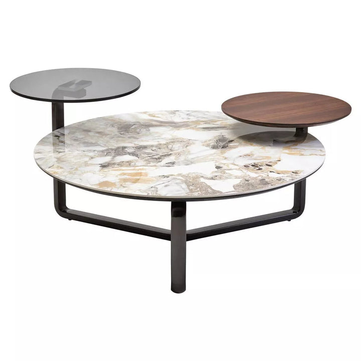 Imperia 3 Tier Round Ceramic Marble Effect Coffee Table