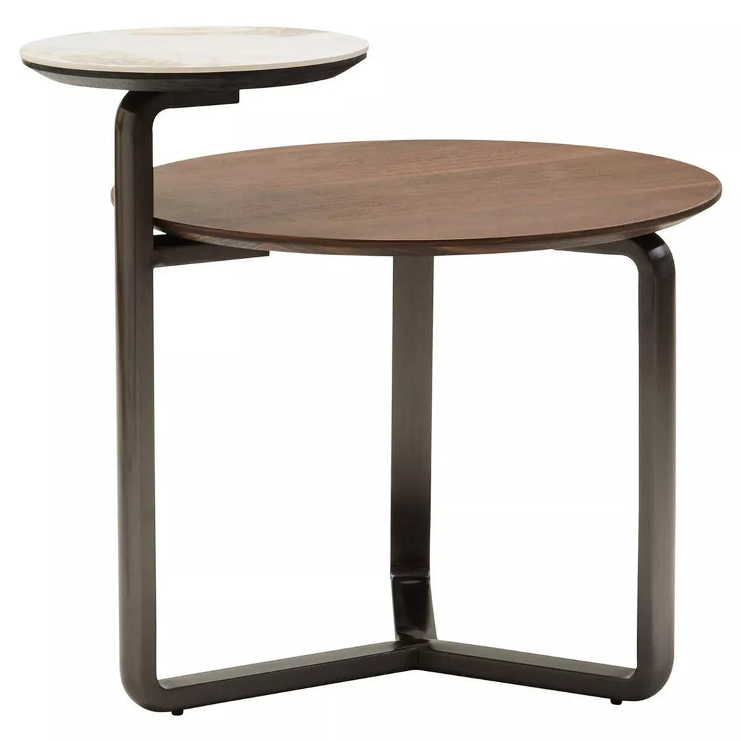 Imperia 2 Tier Round Veneer & Ceramic Coffee Table