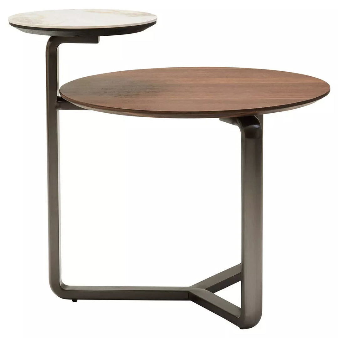 Imperia 2 Tier Round Veneer & Ceramic Coffee Table
