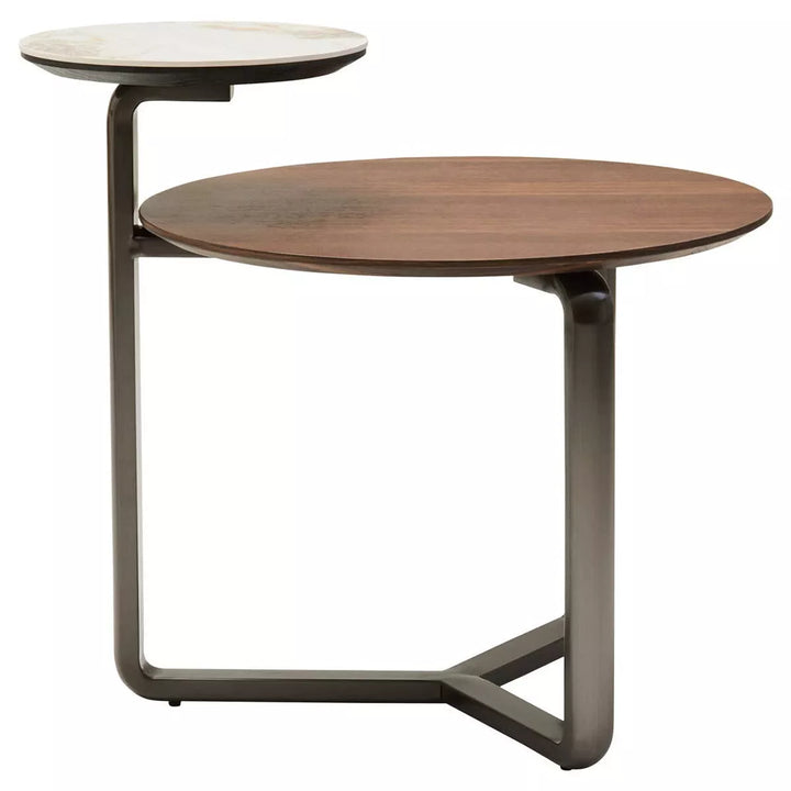 Imperia 2 Tier Round Veneer & Ceramic Coffee Table