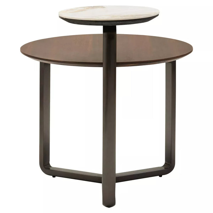 Imperia 2 Tier Round Veneer & Ceramic Coffee Table