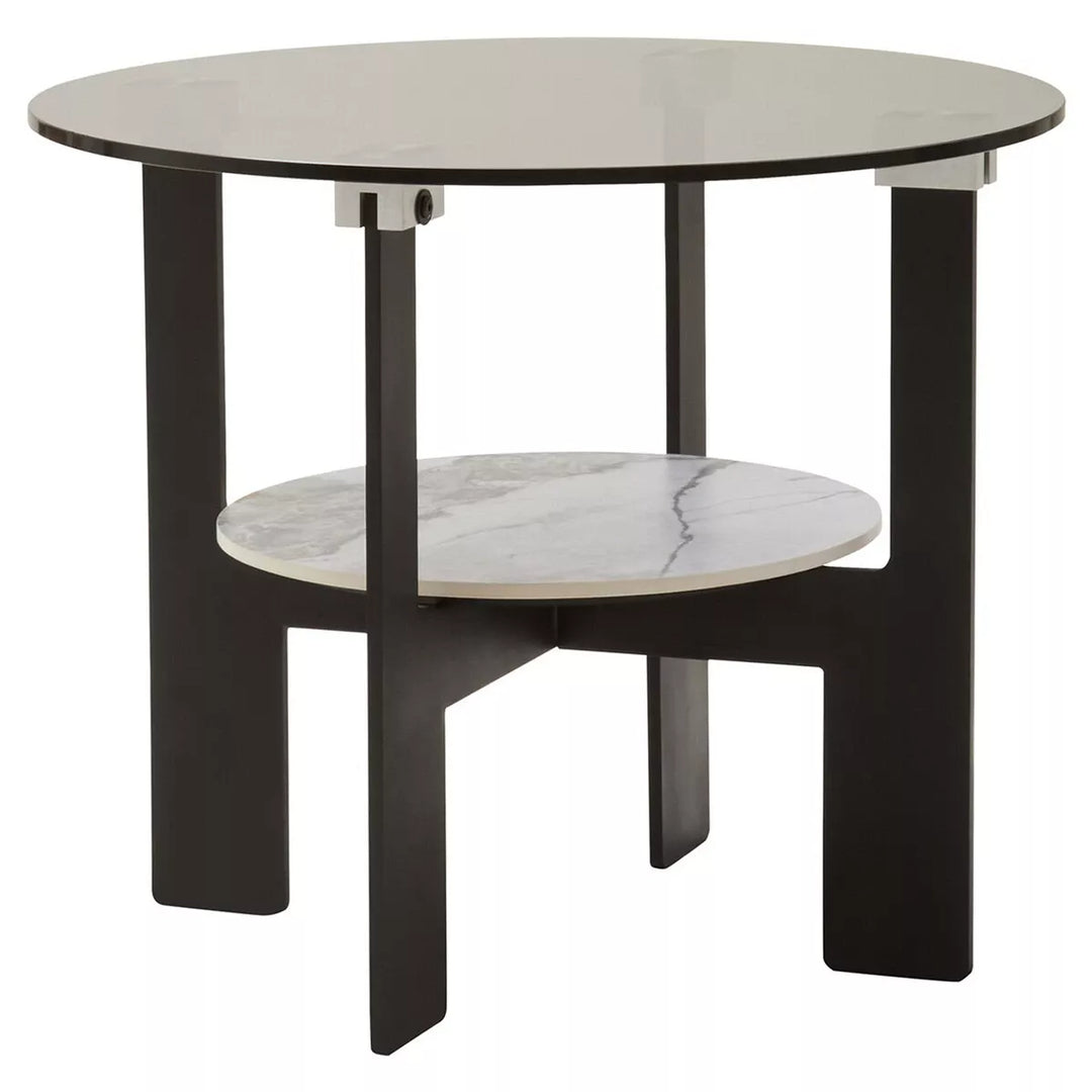 Imperia Round Grey Glass & Ceramic Small Coffee Table