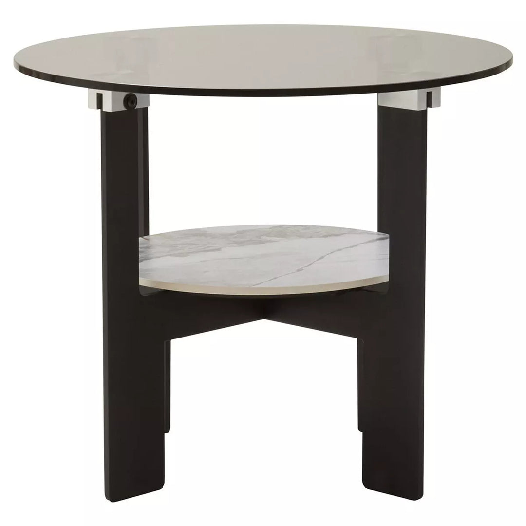 Imperia Round Grey Glass & Ceramic Small Coffee Table