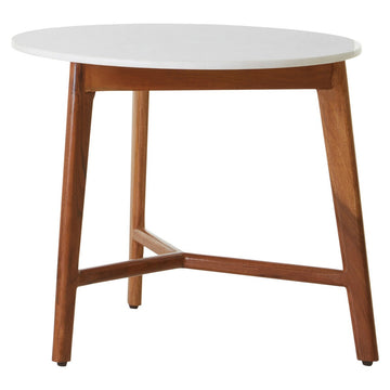 Olivia's Myan White Marble Round Side Table.