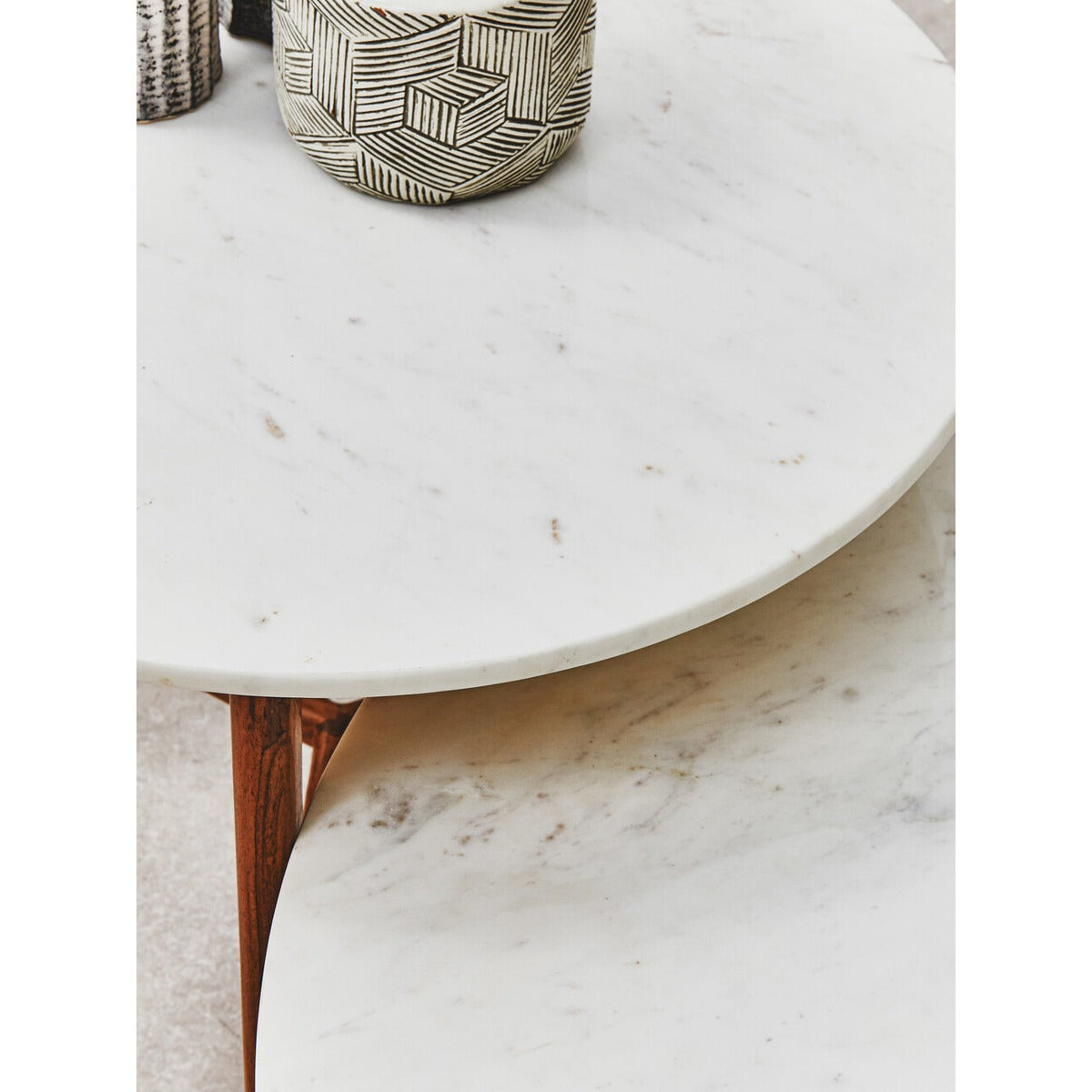 Olivia's Myan White Marble Round Side Table.