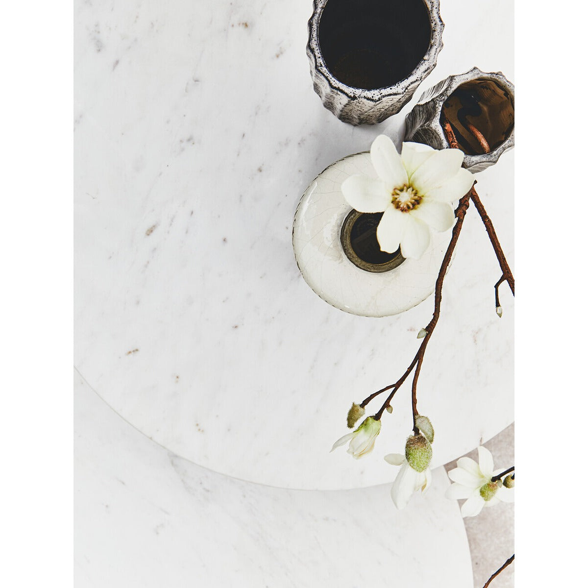 Olivia's Myan White Marble Round Side Table.