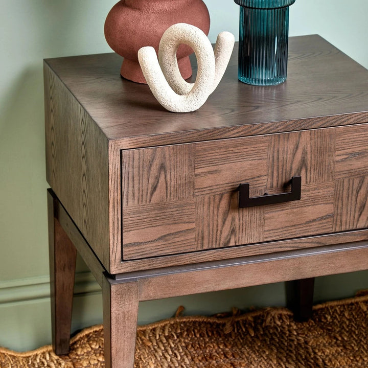 Dianthe One Drawer Side Table - Antique Grey