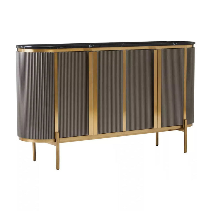 Dervio Grey Four Door Marble Top Sideboard