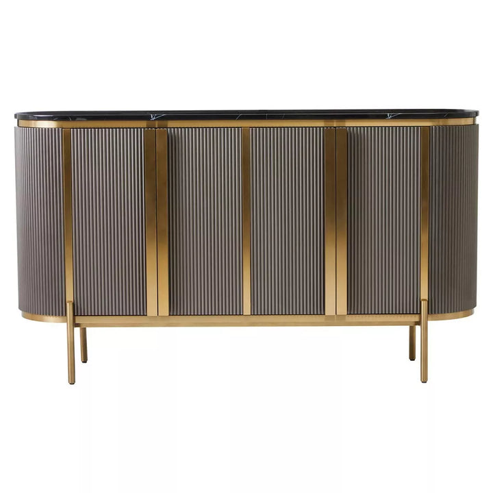 Dervio Grey Four Door Marble Top Sideboard