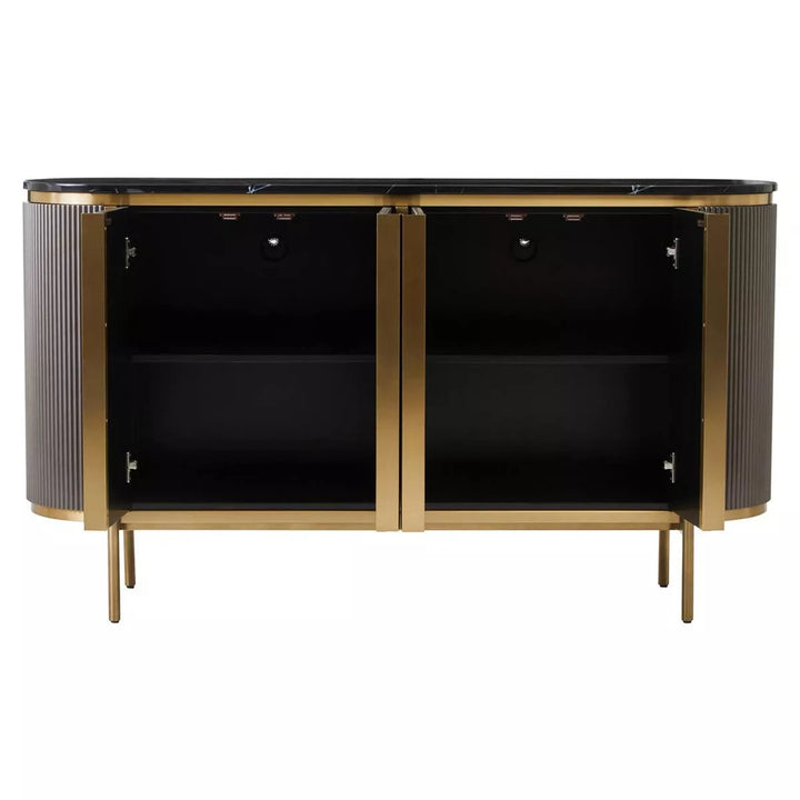 Dervio Grey Four Door Marble Top Sideboard