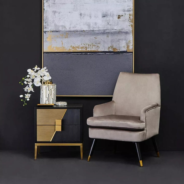 Davoli Black & Gold Two Drawer Side Table