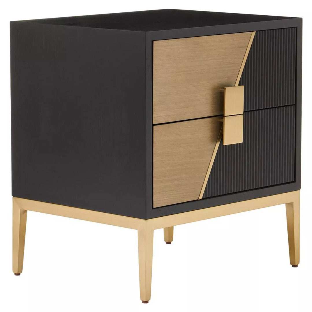 Davoli Black & Gold Two Drawer Side Table