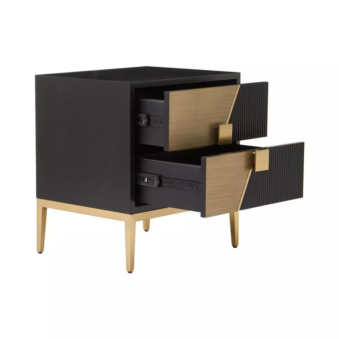 Davoli Black & Gold Two Drawer Side Table