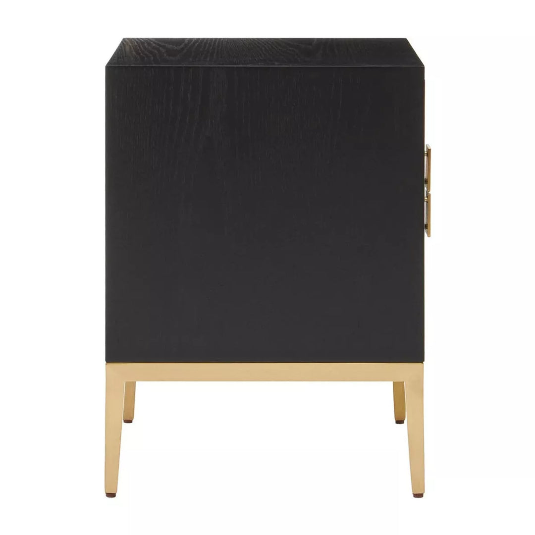 Davoli Black & Gold Two Drawer Side Table