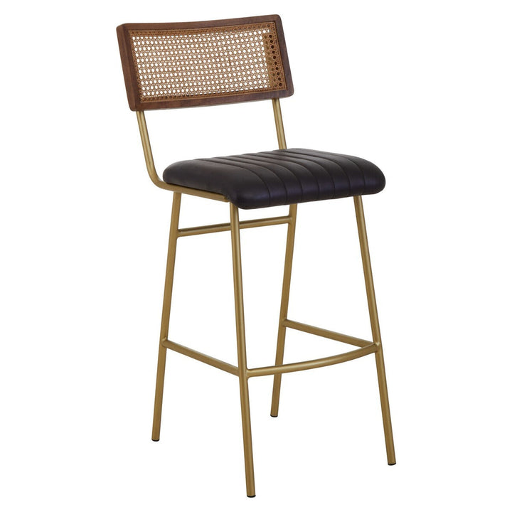 Buffalo Leather Bar Stool - Black Premier 7