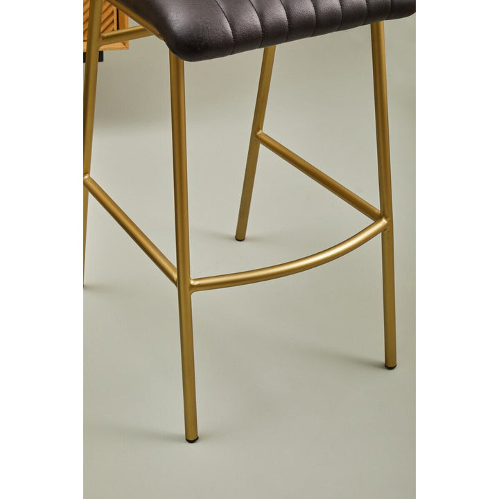 Buffalo Leather Bar Stool - Black Premier 6