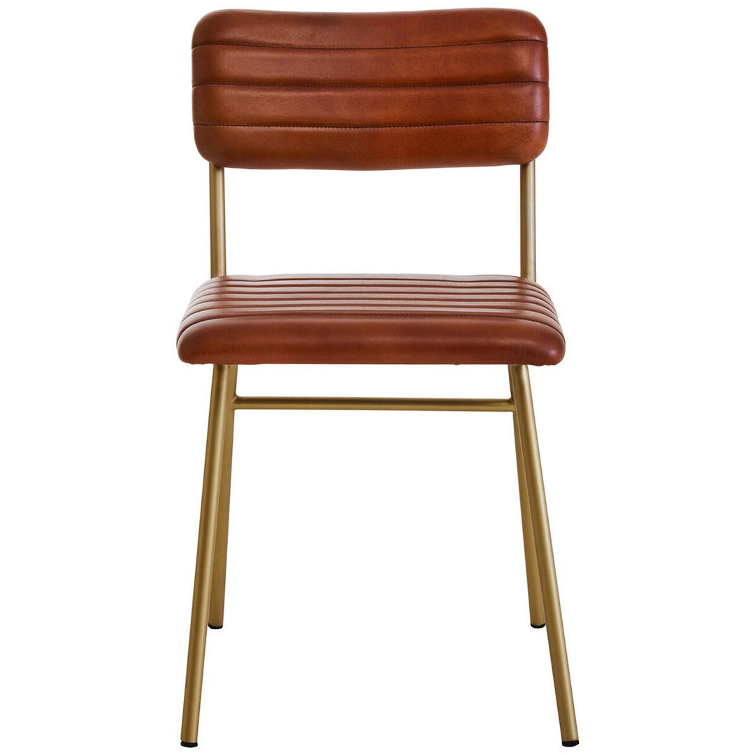 Buffalo Leather Dining Chair with Gold Finish - Tan Premier 1