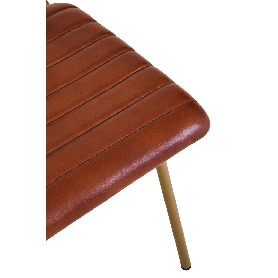 Buffalo Leather Dining Chair with Gold Finish - Tan Premier 11