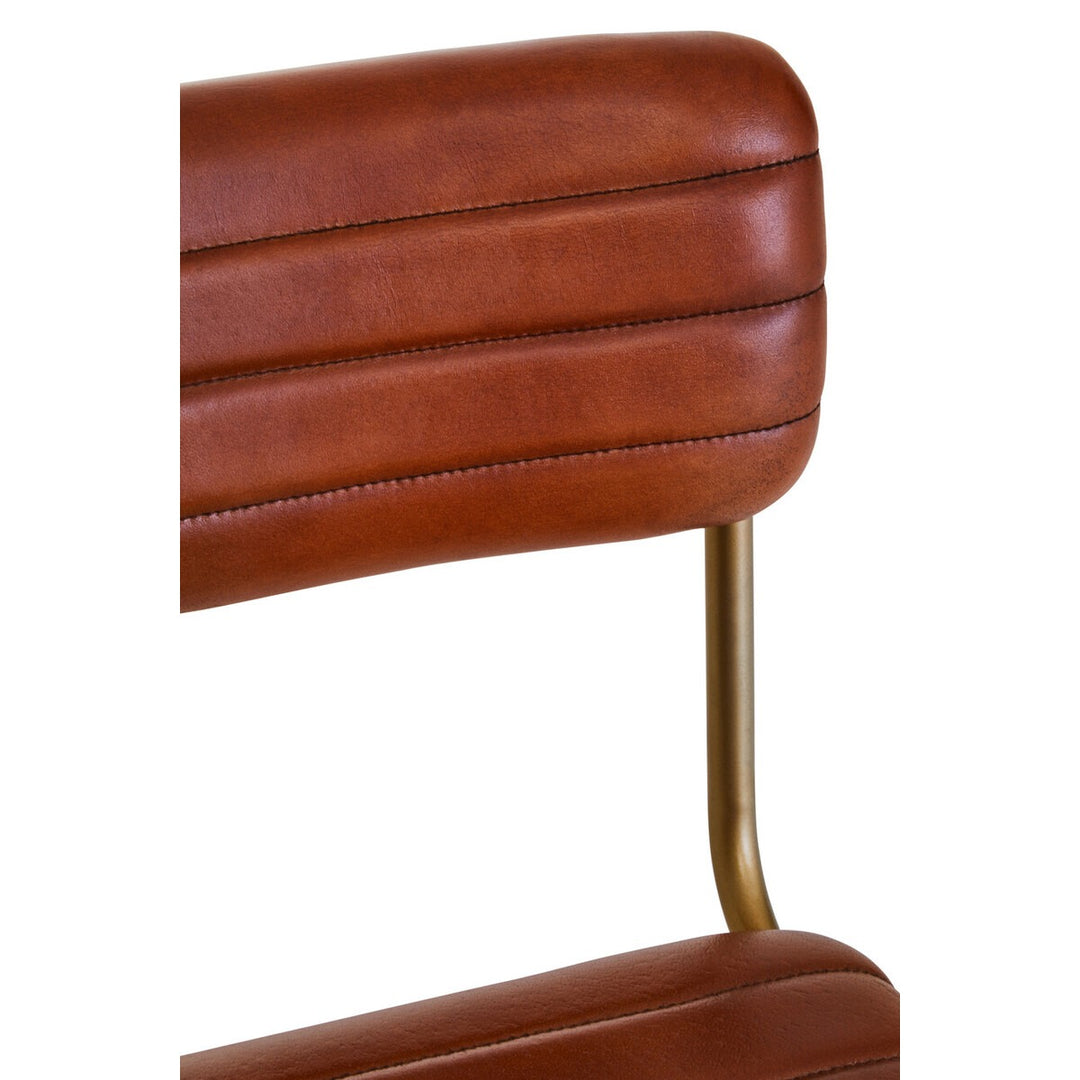 Buffalo Leather Dining Chair with Gold Finish - Tan Premier 12