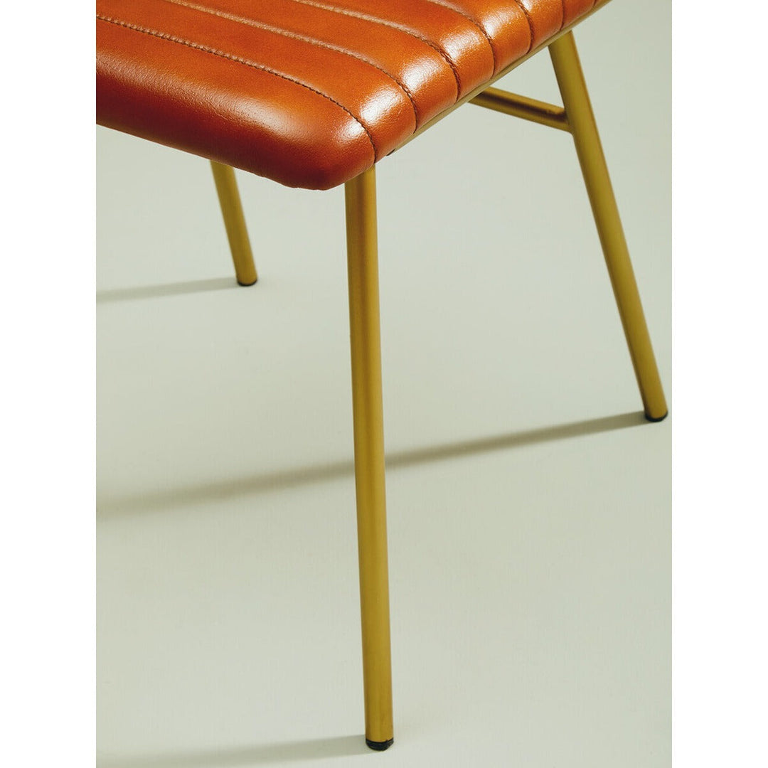 Buffalo Leather Dining Chair with Gold Finish - Tan Premier 5