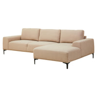 Olivia's Toulon 3 Seater Natural Fabric Left Chaise Sofa