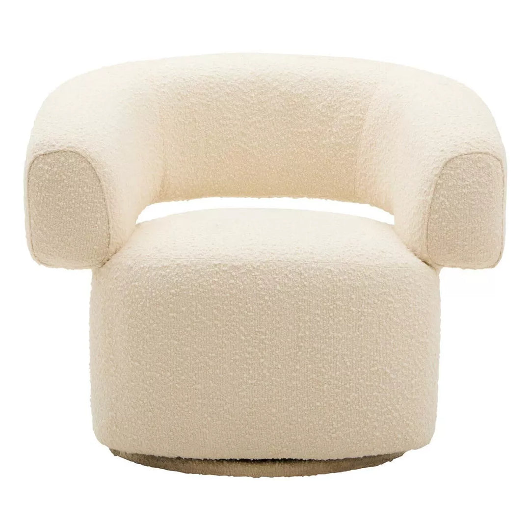 Oliveto Boucle Curved Revolving Armchair - Ivory