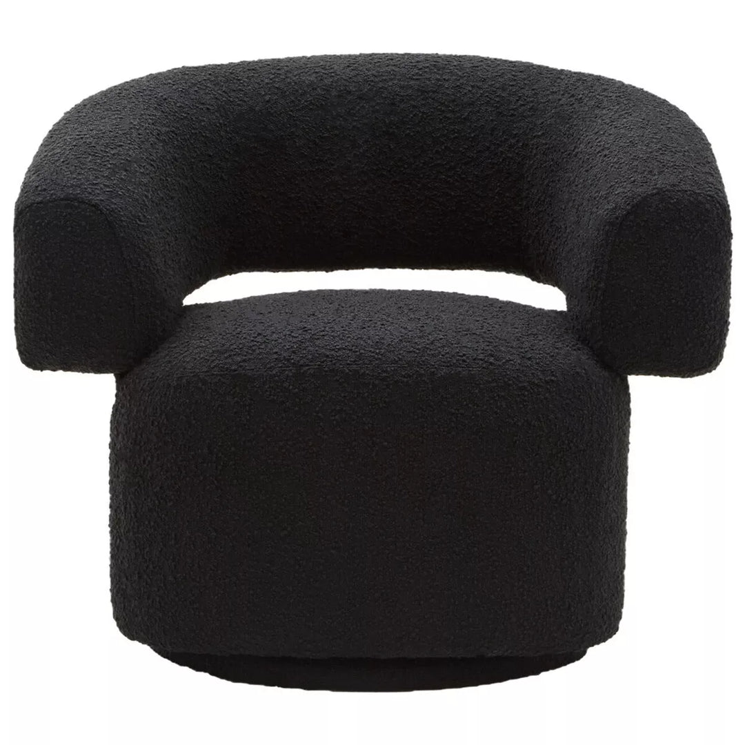 Oliveto Boucle Curved Revolving Armchair - Black