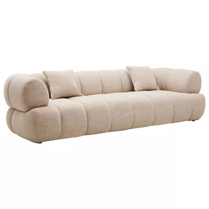Ordona Linen 3 Seater Curved Sofa - Cream
