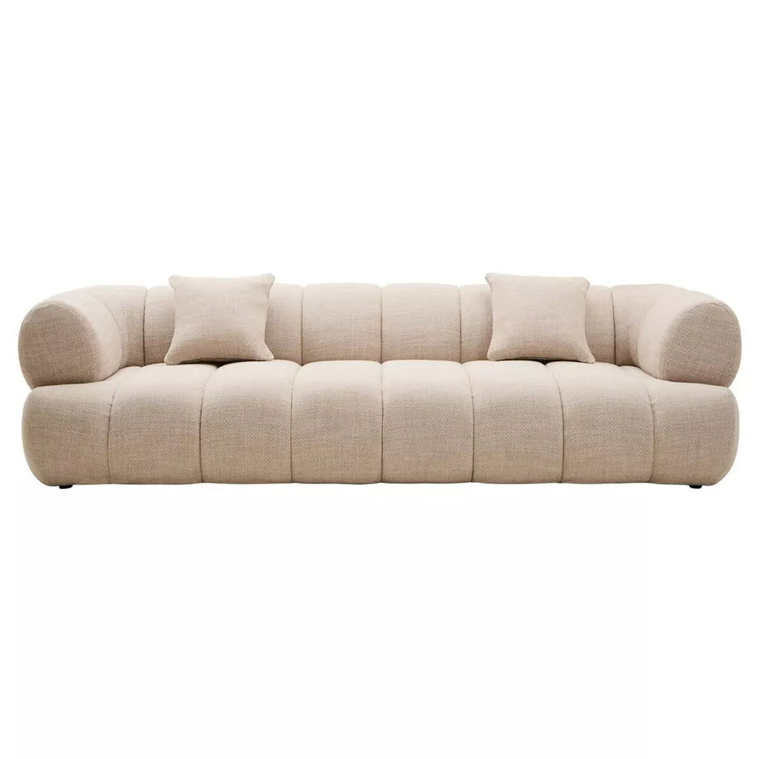 Ordona Linen 3 Seater Curved Sofa - Cream