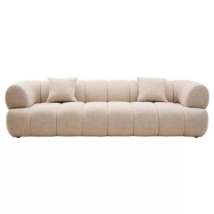 Ordona Linen 3 Seater Curved Sofa - Cream