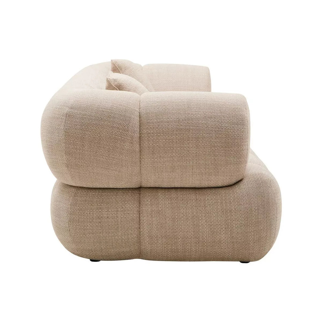 Ordona Linen 3 Seater Curved Sofa - Cream