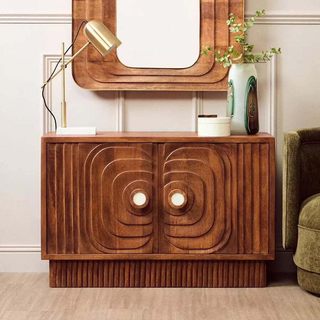 Sangar Two Door Mango Wood Carved Sideboard
