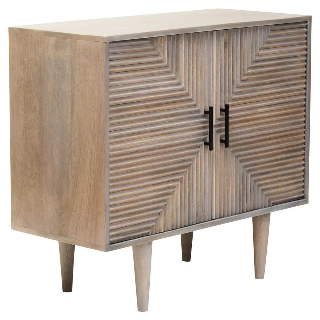 Satna Two Door Carved Mango Wood Sideboard - Greywash
