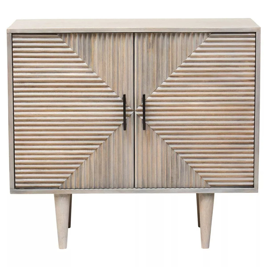 Satna Two Door Carved Mango Wood Sideboard - Greywash