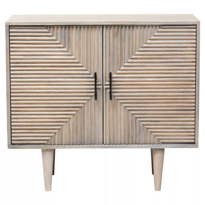 Satna Two Door Carved Mango Wood Sideboard - Greywash