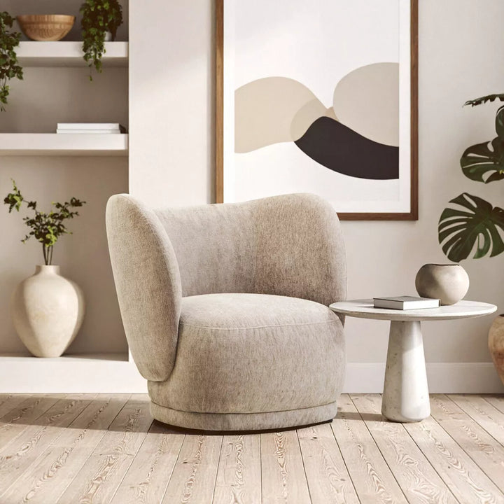 Delray Chenille Curved Chair - Deep Stone