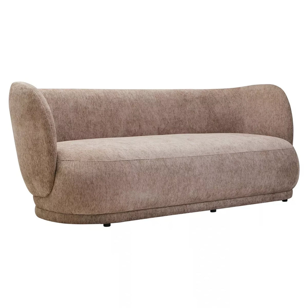 Delray Chenille Curved Three Seater Sofa - Deep Stone