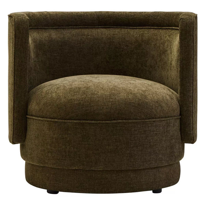 Drake Chenille Curved Chair - Forest Green