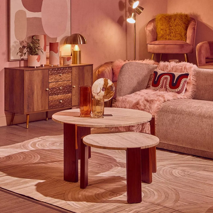 Palermo Round Top Coffee Table - Travertine